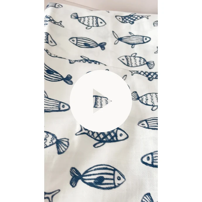 Zástěra z organické bavlny Fiskevik Blue / White
