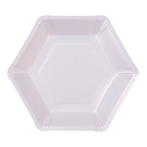 Papírové talířky Pastel Hexagonal - 12 ks