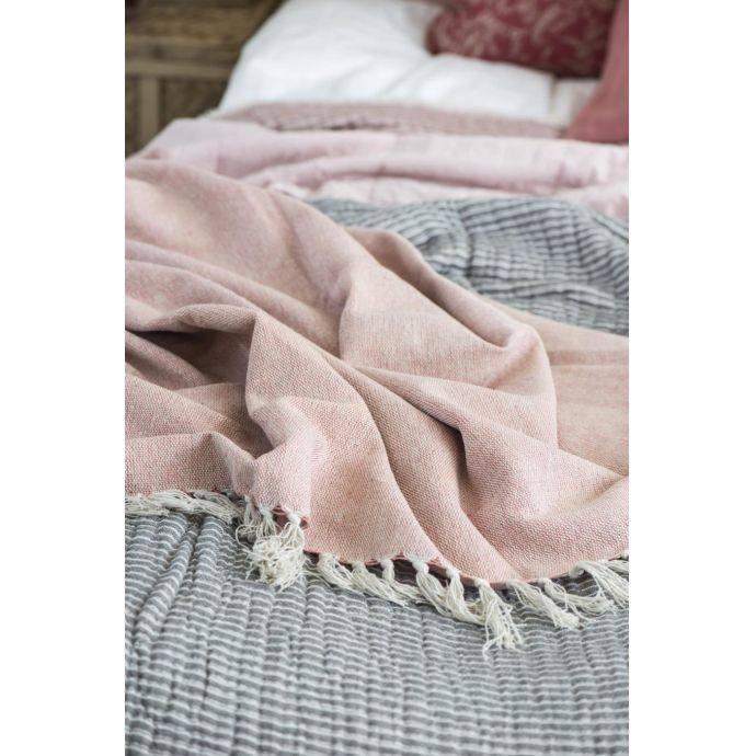 Bavlněný pléd Cream Faded Rose 130×160 cm