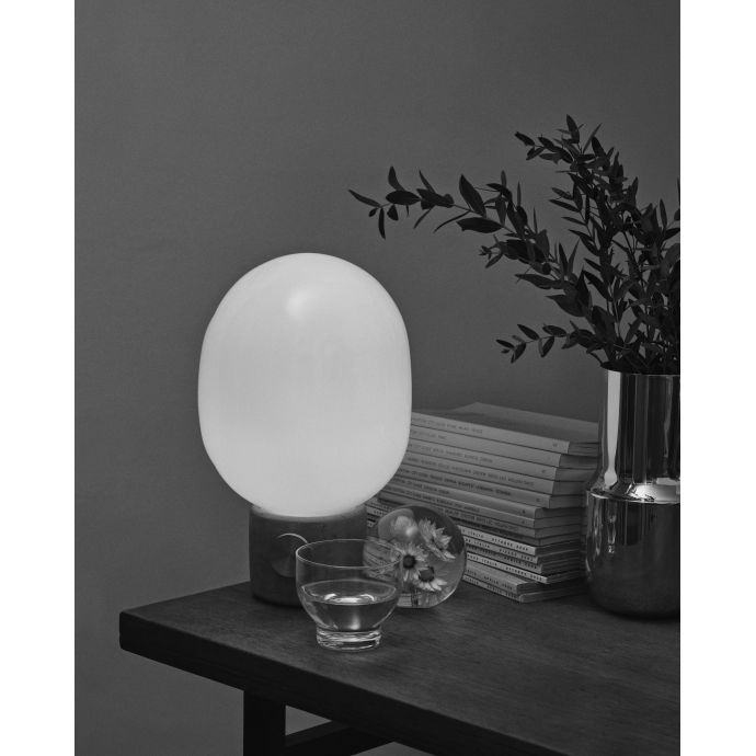 Stmívatelná stolní lampa JWDA Concrete Light Grey/Brass