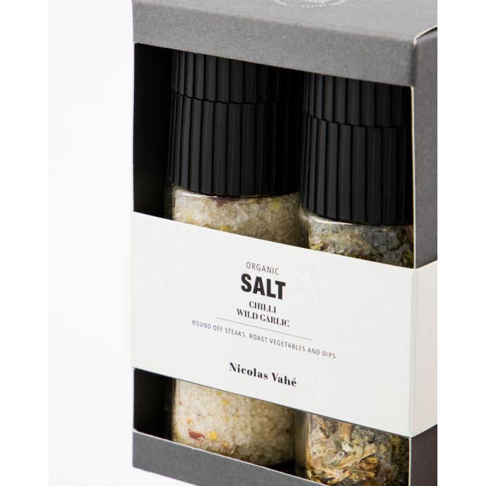 Dárková sada solí Nicolas Vahé - Organic Chilli salt & Wild garlic