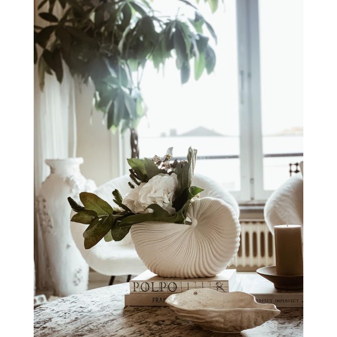 Keramický obal na květináč Shell Pot Off White