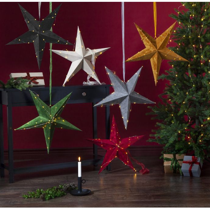 Papírová svítící LED hvězda Velvet 60cm