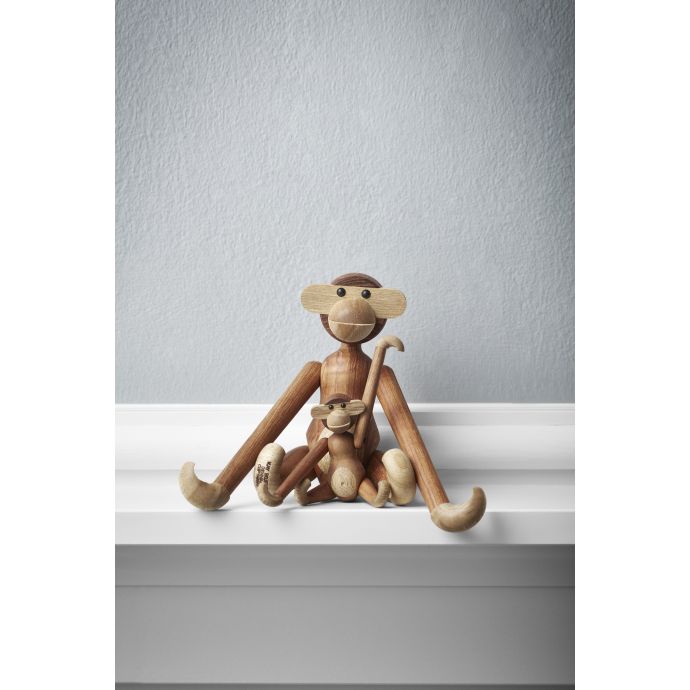 Dřevěná opička Monkey Mini Teak Limba Wood 9,5 cm