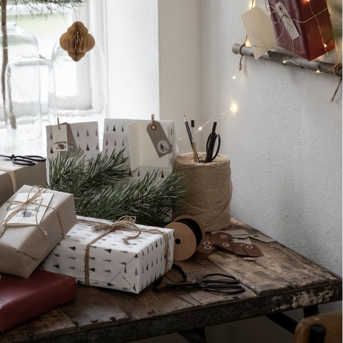 Papírový sáček Christmas Forest Cream M