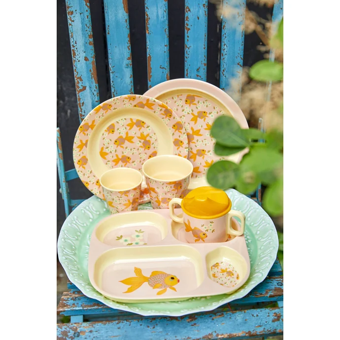 Set melaminového nádobí pro děti Goldfish Print