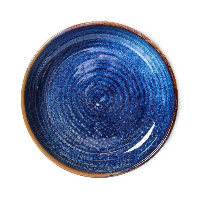 Hluboký keramický talíř Rustic Blue 19cm