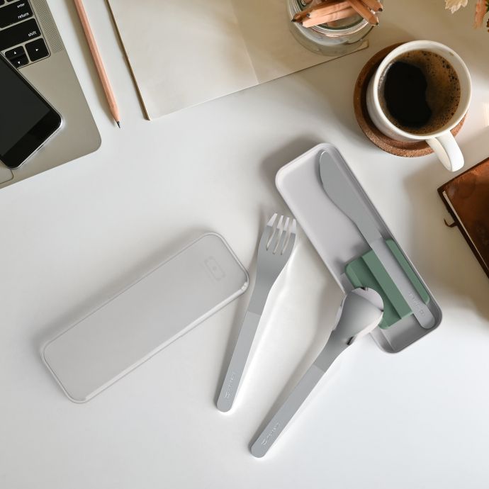 Nerezová sada příborů Monbento Slim Box Green Natural