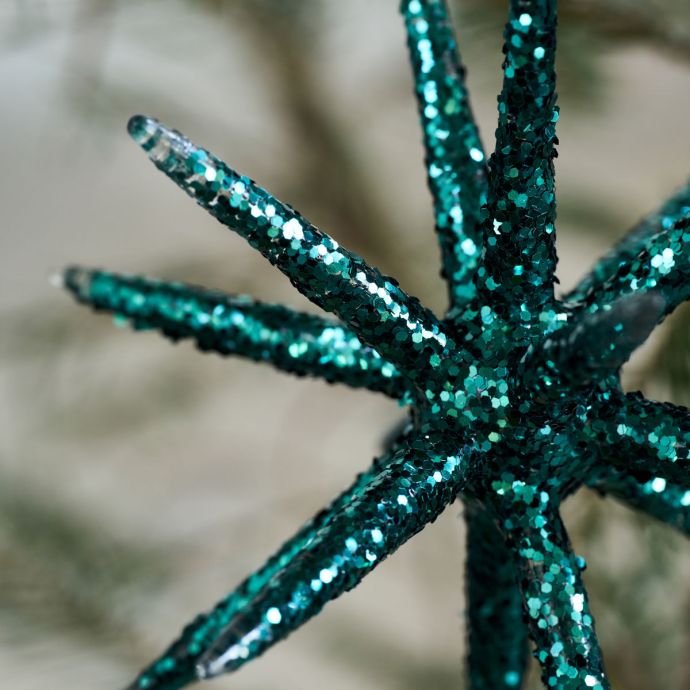 Skleněná vánoční ozdoba Spike Green Glitter 7,5 cm