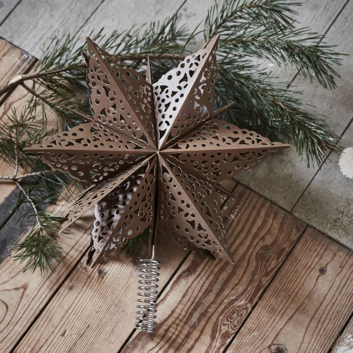 Vánoční ozdoba / špice na stromeček Star Brown 30 cm
