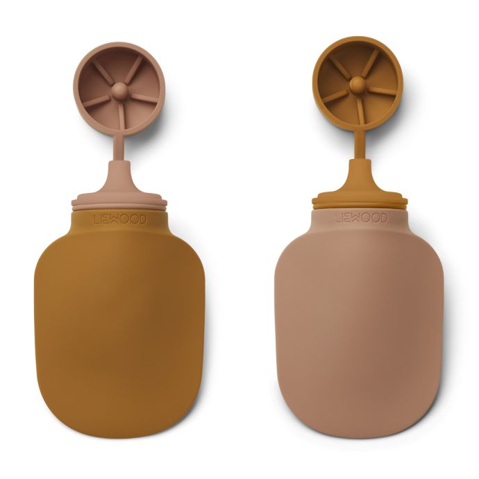 Dětská lahev na smoothie Silvia Mustard/Dark Rose - Set 2 ks