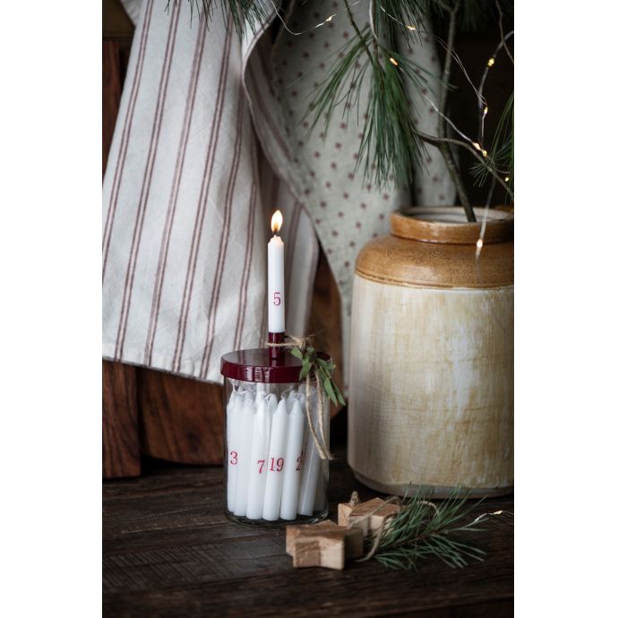 Adventní svíčky 1-24 White/red