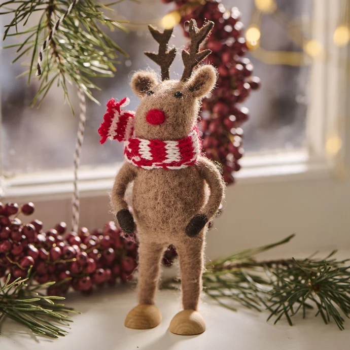 Plstěná vánoční dekorace Reindeer Rudolf