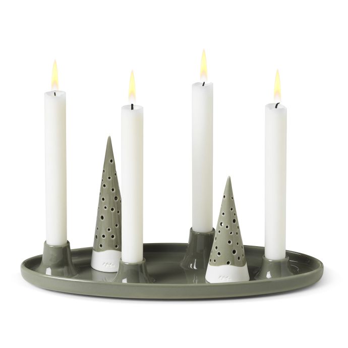 Adventní svícen Nobili Oval Olive Green