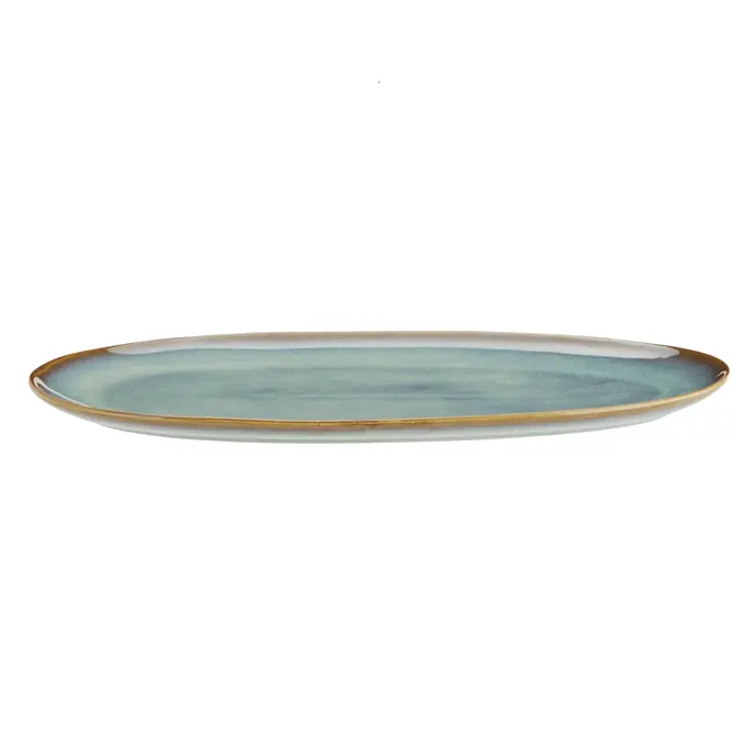 Oválný kameninový talíř Green Reactive Glaze 36 cm