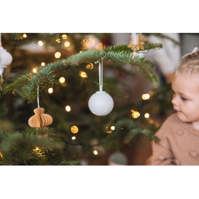 Porcelánová vánoční baňka Rhombe White 7cm