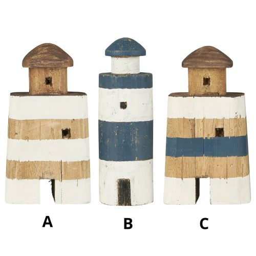 Dřevěná dekorace Lighthouse Nautico Natural/Blue/White