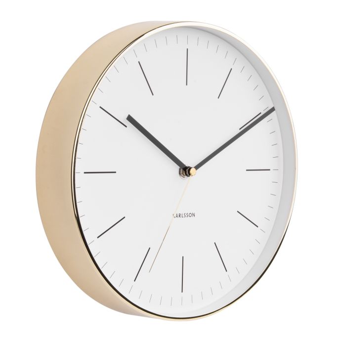 Nástěnné hodiny Minimal White Gold