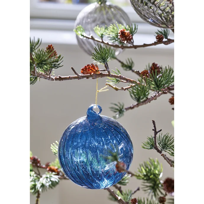 Skleněná vánoční ozdoba Swirl Blue