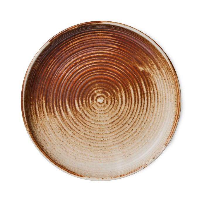 Hluboký keramický talíř Rustic Cream/Brown 19cm