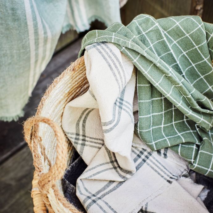 Bavlněná utěrka Green/Sage/Eucalyptus/White - set 3 ks