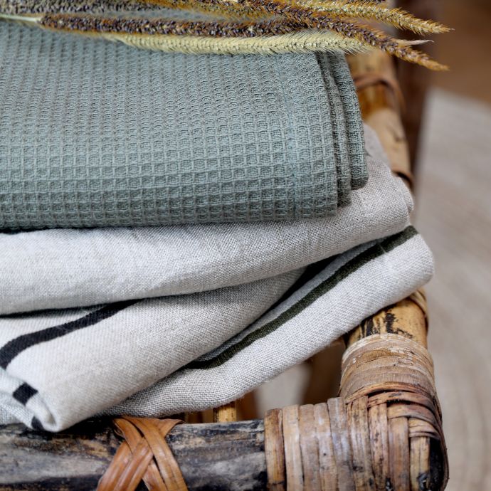Látkové ubrousky Grain Sack Stripe Olive - Set 4 kusů