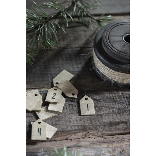 Dřevěné štítky na adventní věnec Natural - set 4 ks