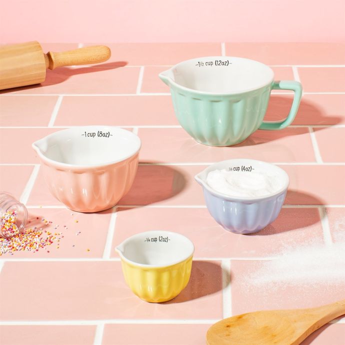 Keramické odměrky Retro Pastel - set 4 ks