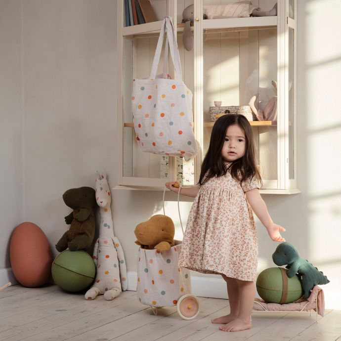 Lněná taška Tote Multi Dots - small