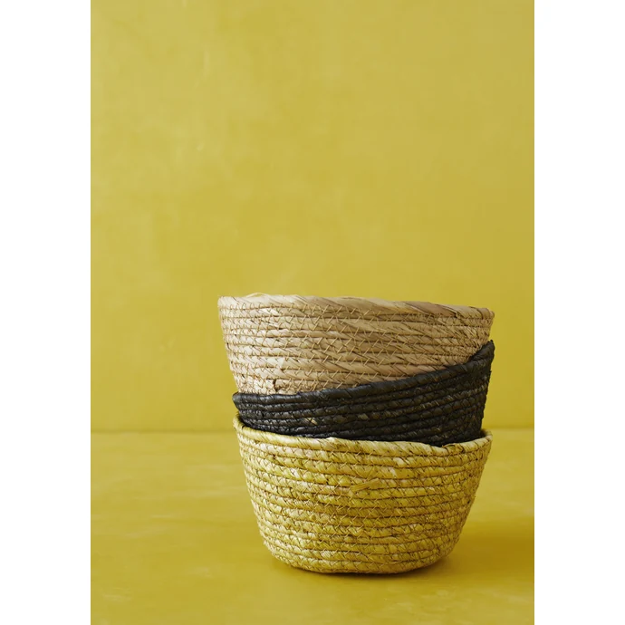 Slaměný košíček Natural/Black/Lemon 15 cm