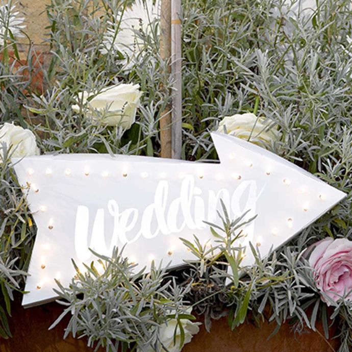 Papírová světelná LED cedule Wedding