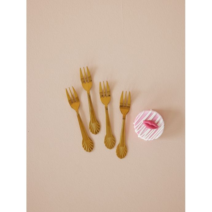 Nerezová vidlička Seashell Gold - set 4 ks