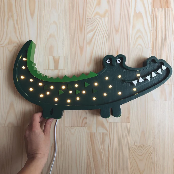 Dětská LED lampička Crocodile Green