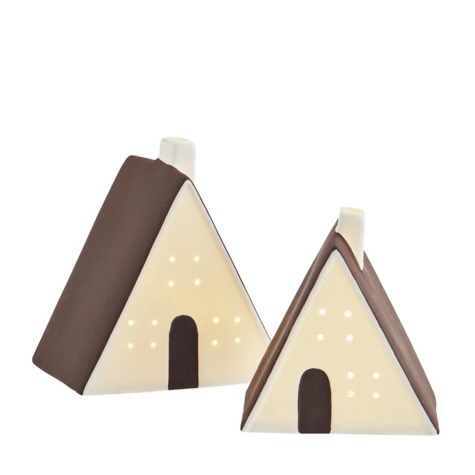 Porcelánový LED svítící domeček White/Brown