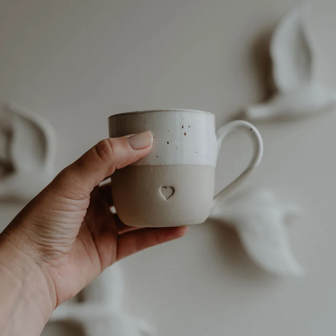 Kameninový hrnek na cappuccino Heart