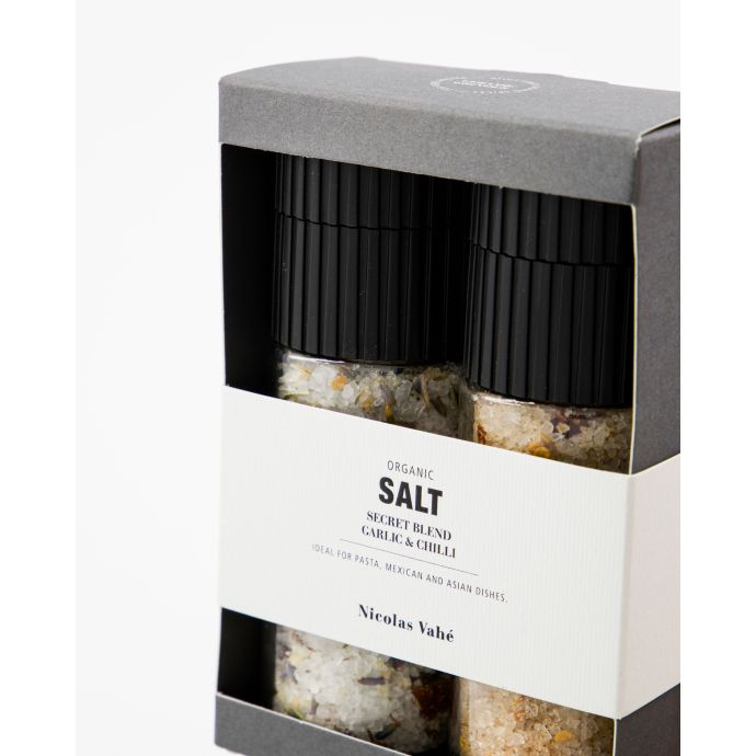 Dárková sada solí Nicolas Vahé - Secret blend & Garlic Chilli Salt
