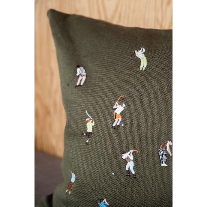 Lněný povlak na polštář Golfers Embroidered 48x48 cm