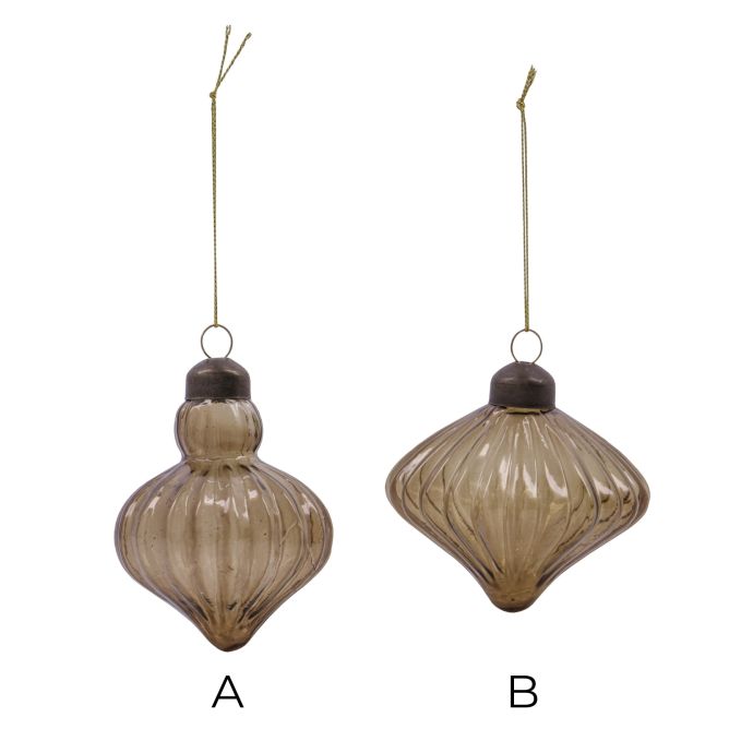 Skleněná vánoní ozdoba Fluted Amber