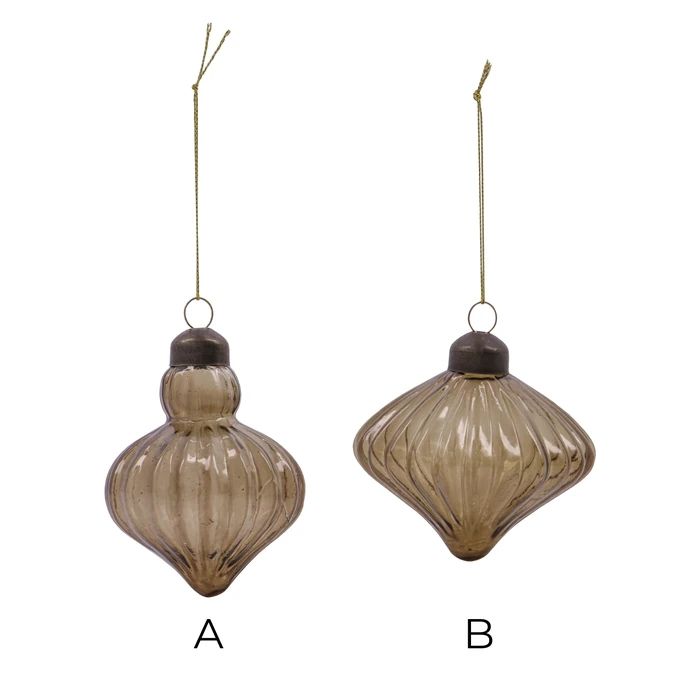 Skleněná vánoní ozdoba Fluted Amber