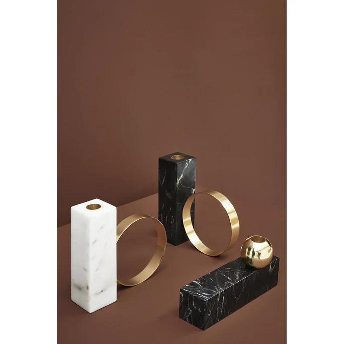 Designový svícen Black Marble & Brass