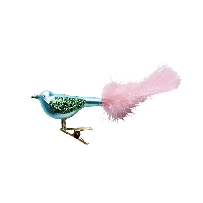 Skleněný ptáček na skřipci Glitter