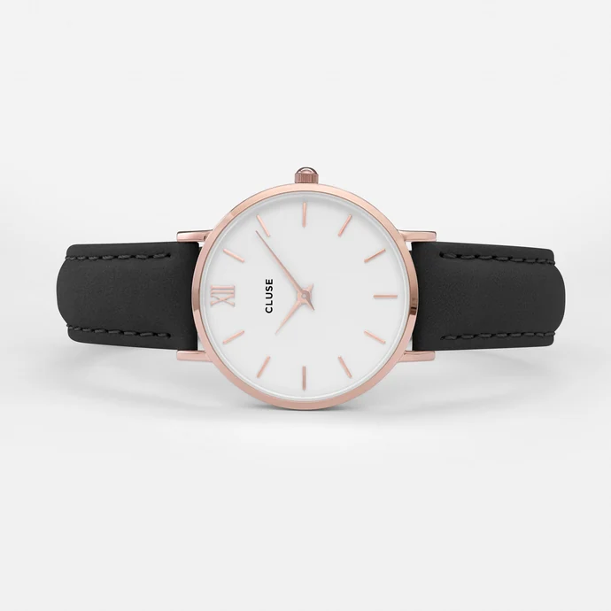 Hodinky Cluse Minuit Rose Gold white/black