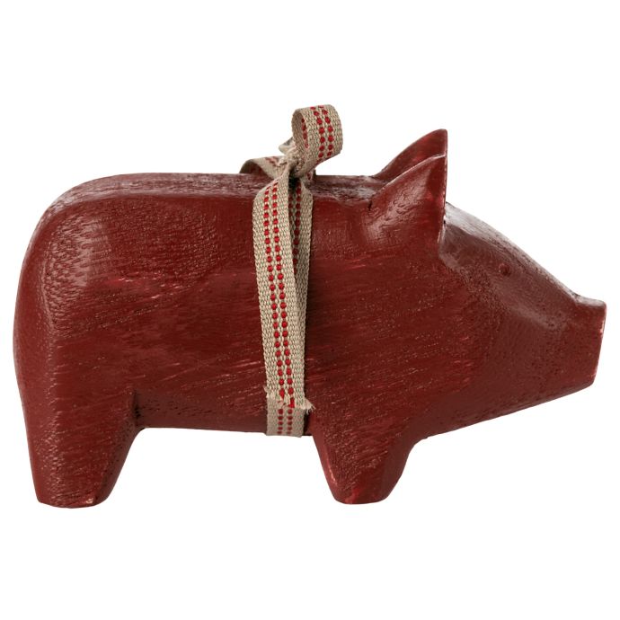 Vánoční dřevěné prasátko Red Small