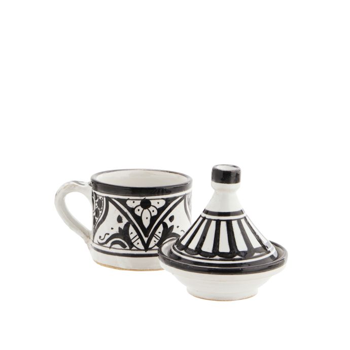 Kameninový hrnek Hand Painted Off White/Black 200ml
