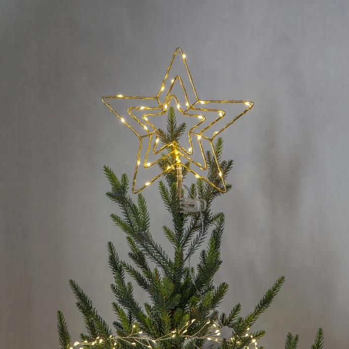 Svítící vánoční hvězda na stromeček Topsy Brass