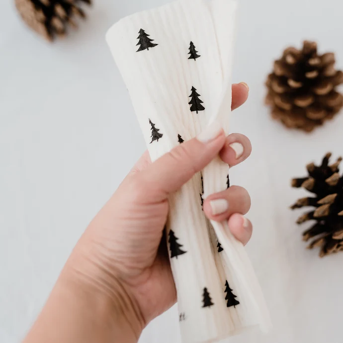 Přírodní houbová utěrka Fir Trees – set 3 ks