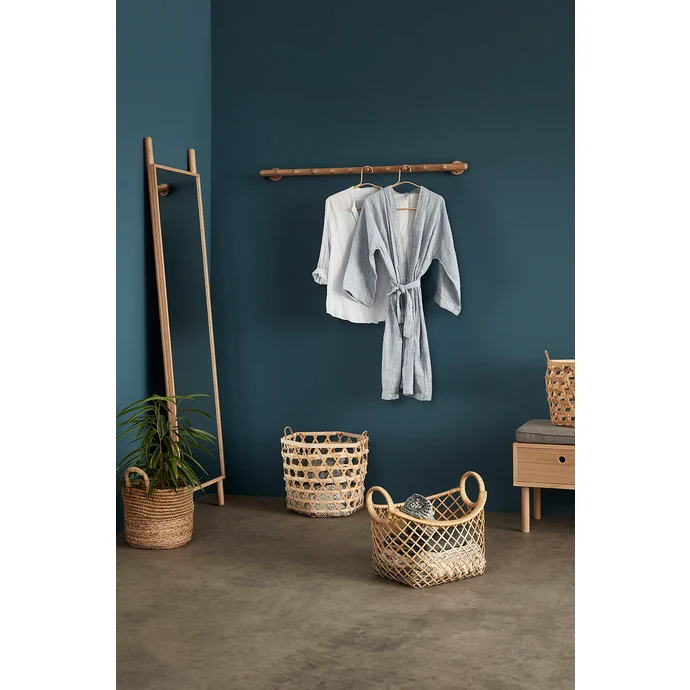Dřevěná lavice se sedákem Hide Grey / Natural