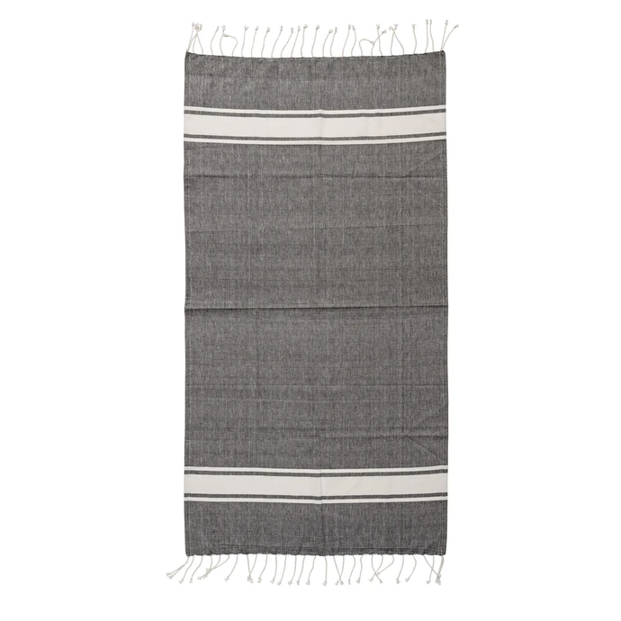 Bavlněná osuška Hammam Dark Grey/Offwhite Stripes