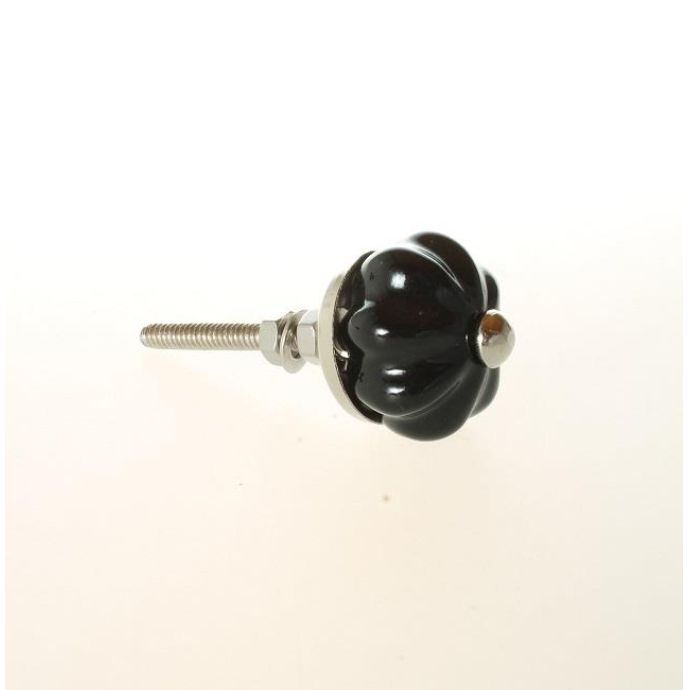 Porcelánová úchytka Black Flower