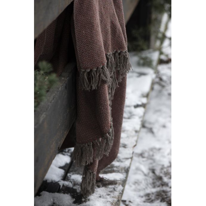 Bavlněný přehoz Brown/ Red Zigzag
